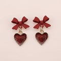 Red Bow Heart Earring