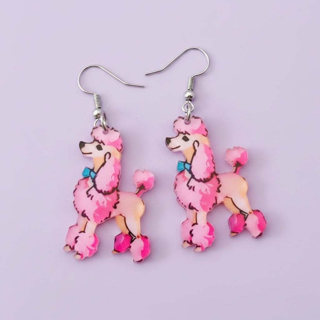 Pink Poodle Earrings