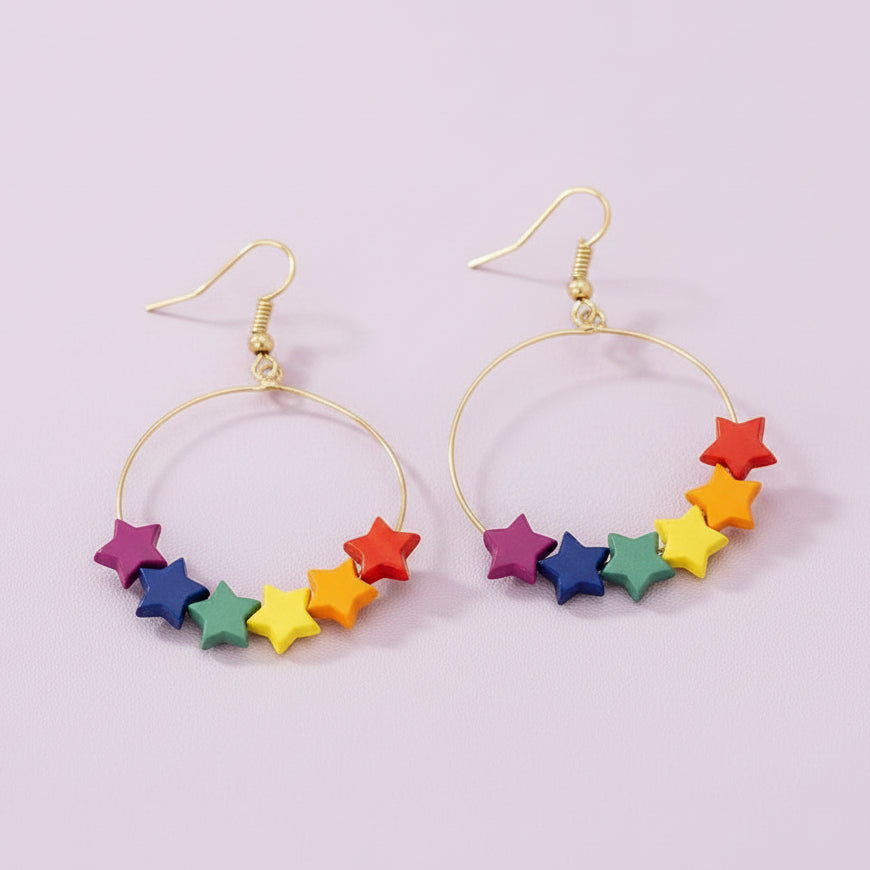 Rainbow Star Hoops