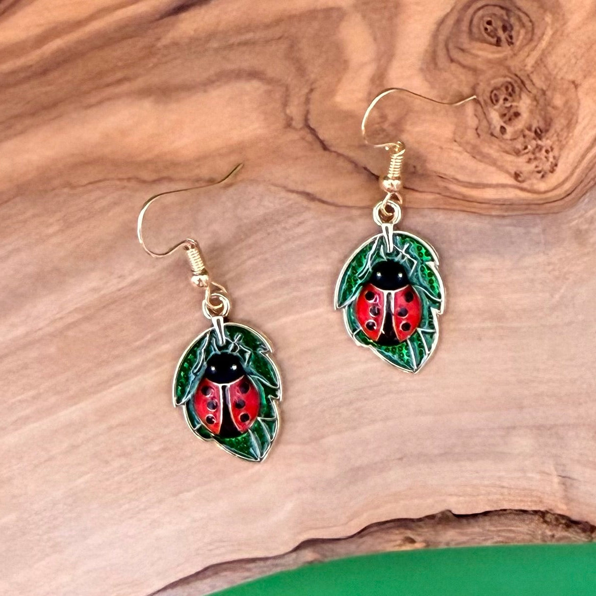 Ladybug Leaf Earring