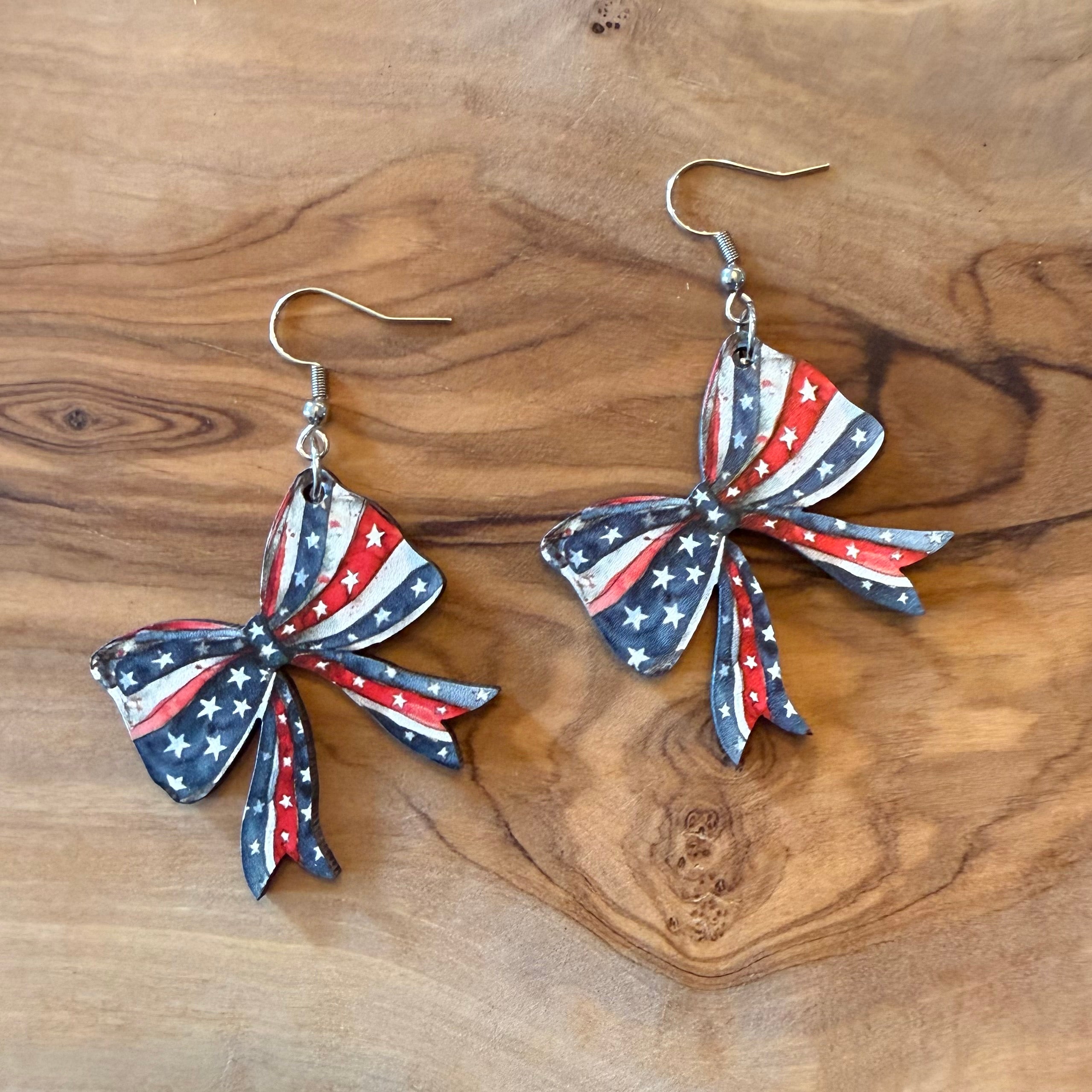 Stars and Stripes Bow Earring
