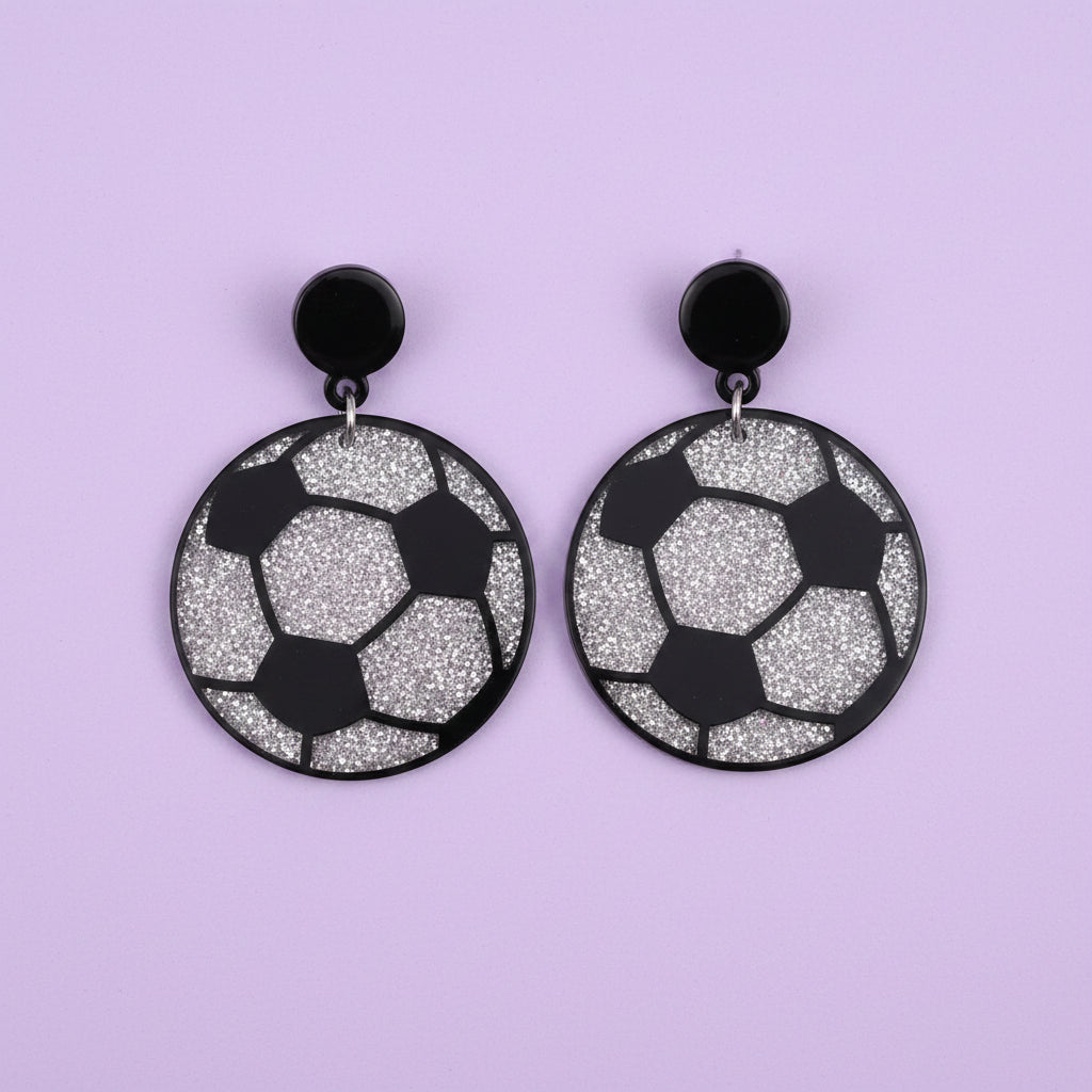 Shimmer Soccer Ball Earring