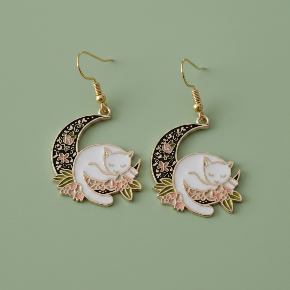 Moon Cat Earring
