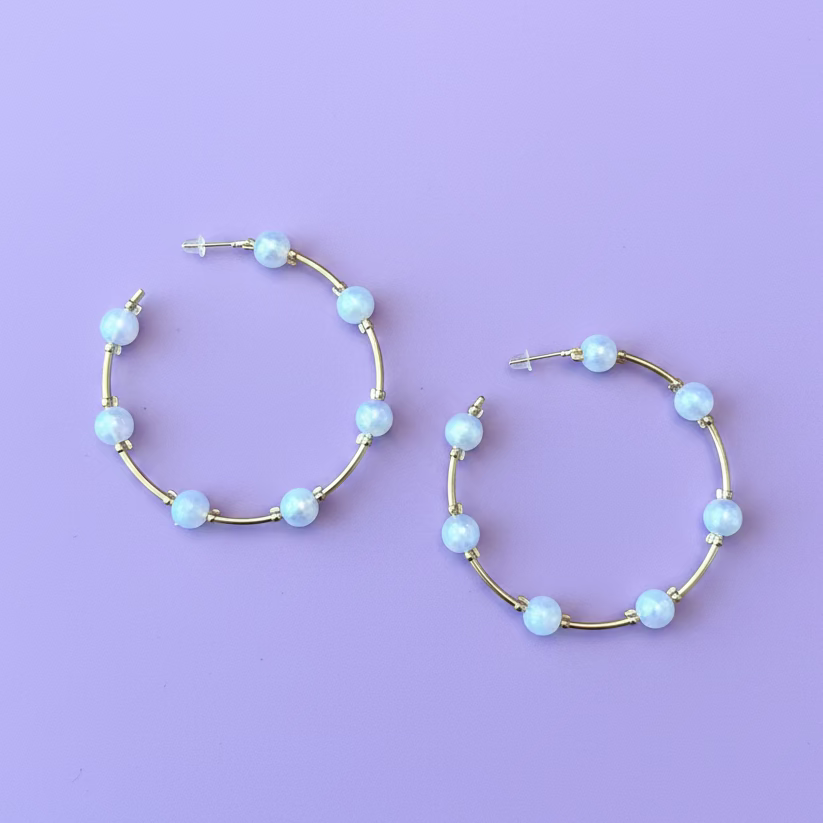 Pearl Bead Hoop Earring