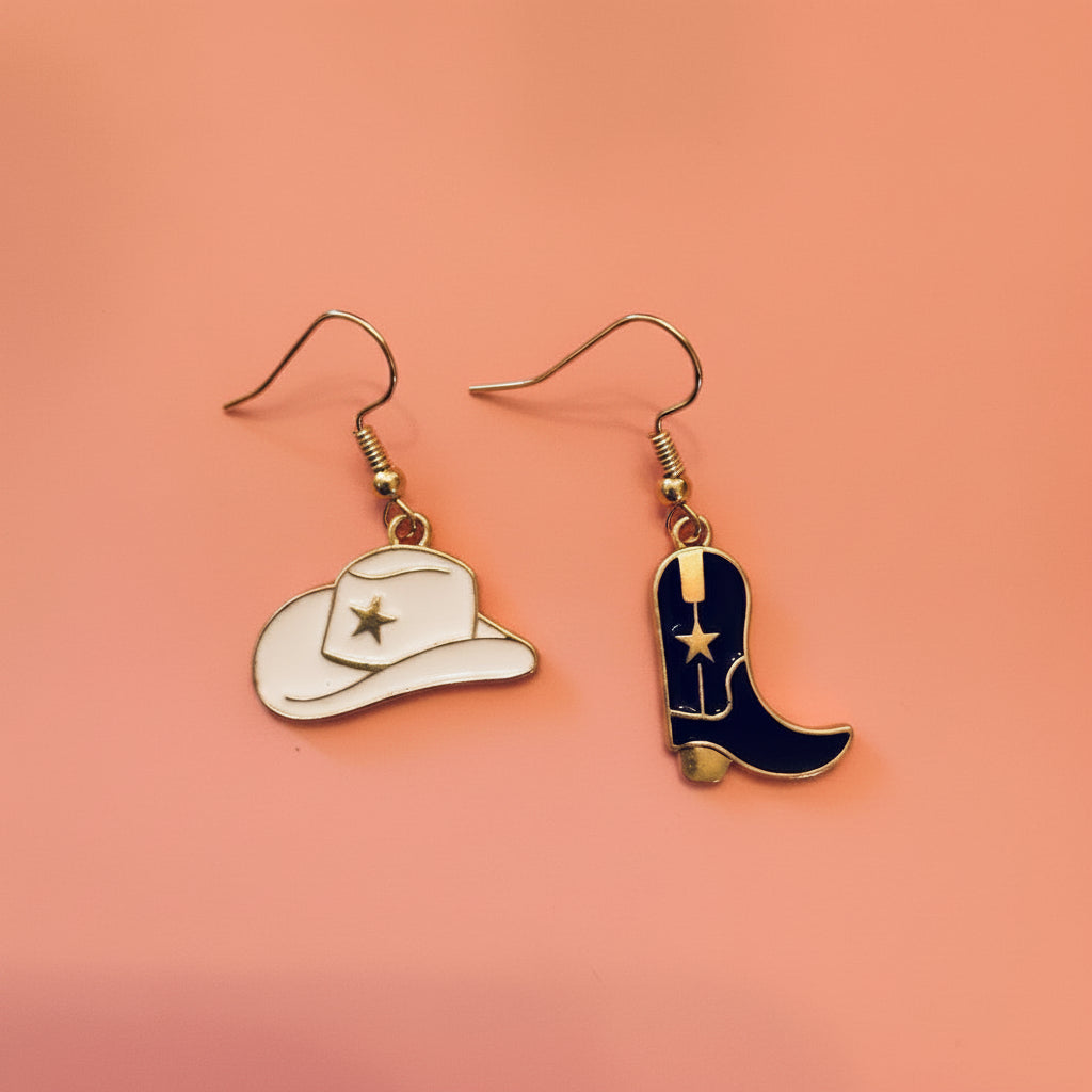Black and White Cowgirl Earring