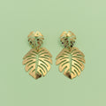 Golden Tropical Leaf Earrings