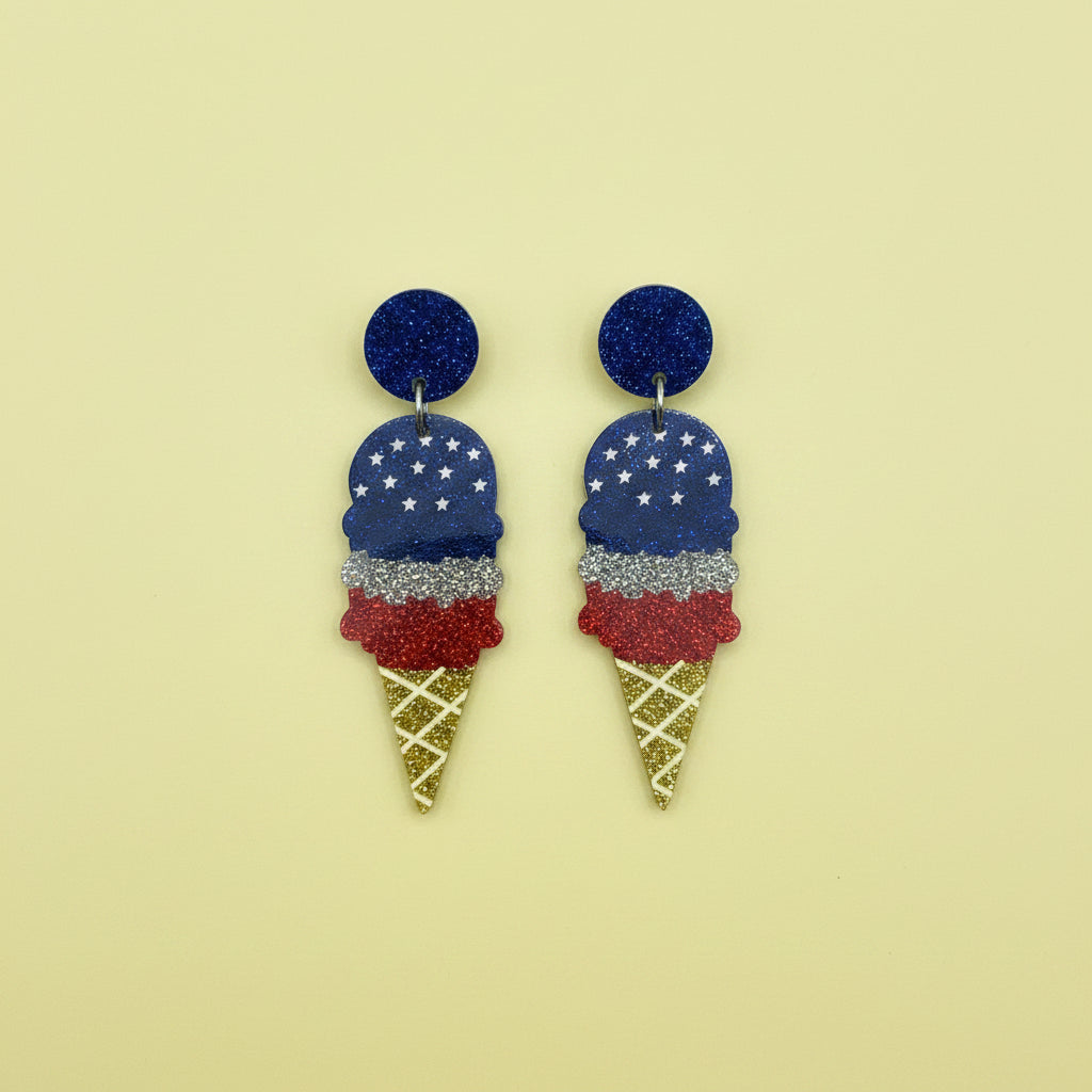 Red, White and Blue Cone Earring