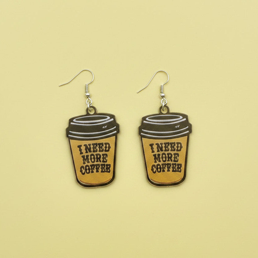 Need Coffee Earring