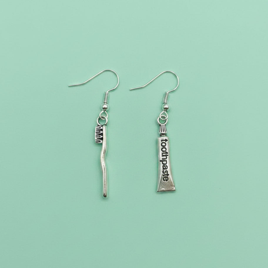 Tooth Brush and Paste Earrings