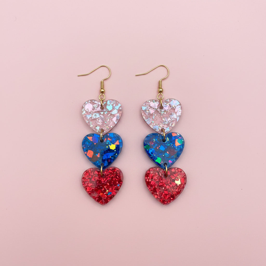 Colorful Hearts Earring