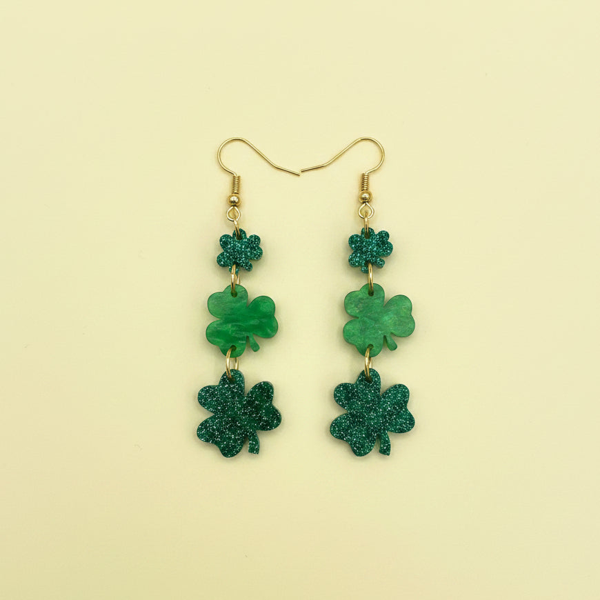 Glitter Clovers Earring
