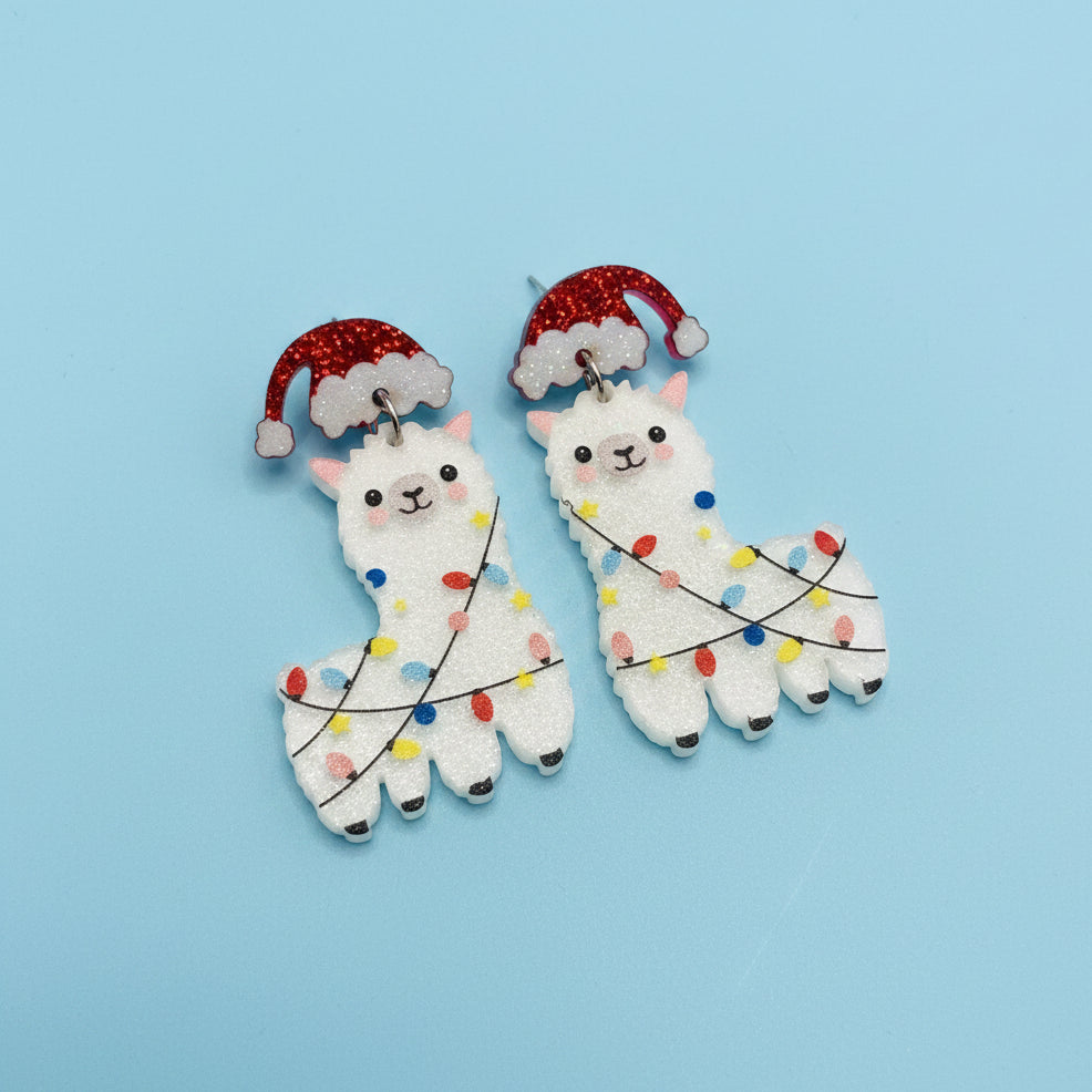 Santa Llama Earring