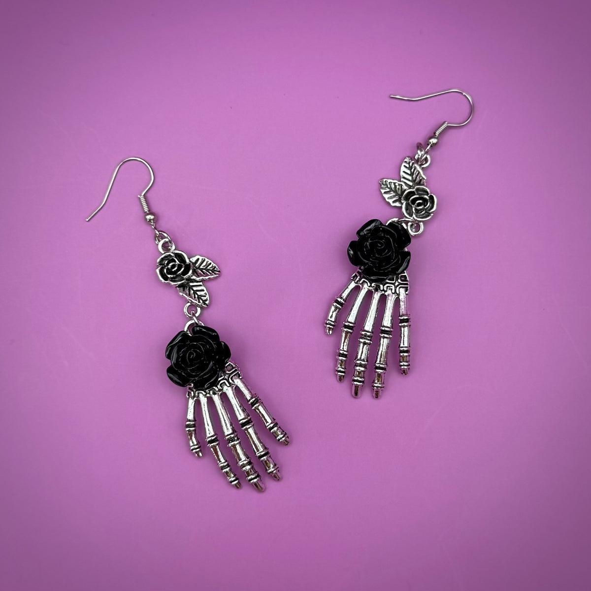 Skeleton Rose Earrings