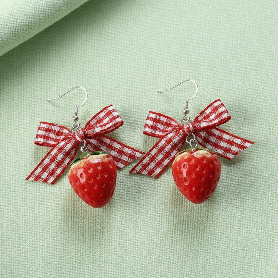 Strawberry Bow Earring