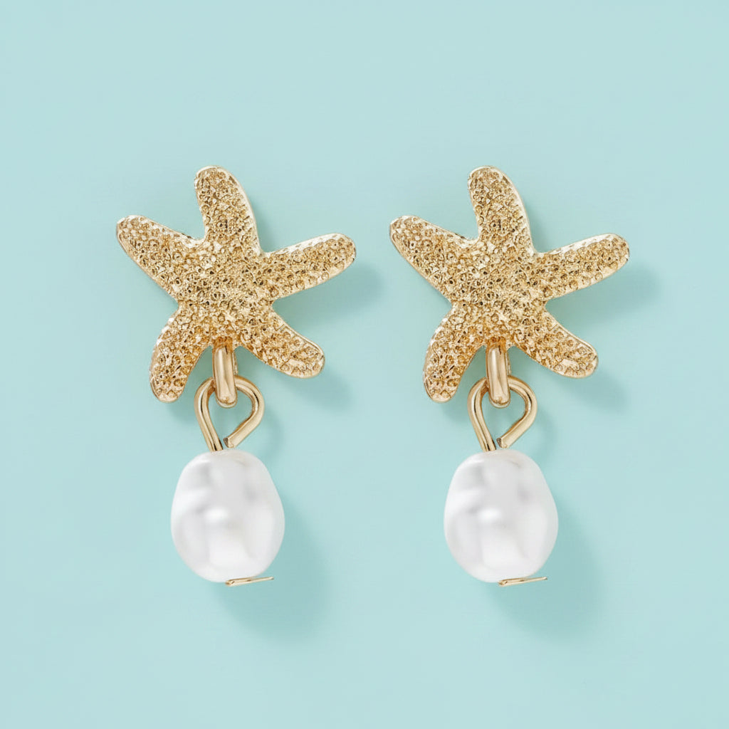 Starfish Pearl Earring