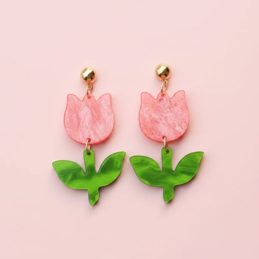 Pink Tulip Earring