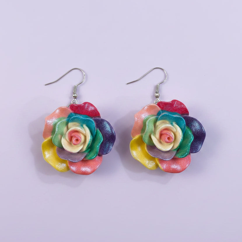 Colorful Rose Earrings