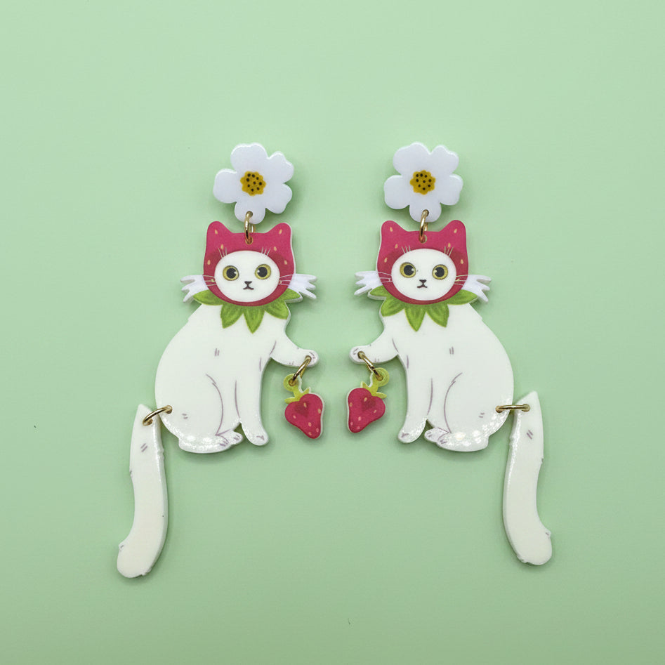 Strawberry Cat Earrings