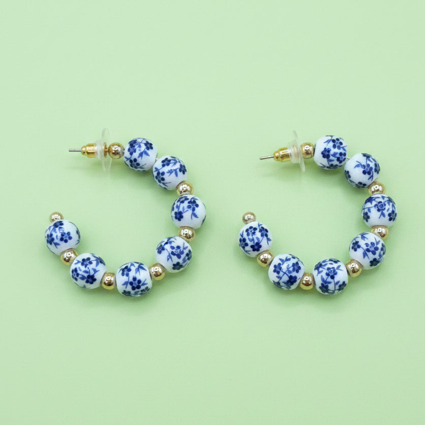 Blue and White Beaded Hoop
