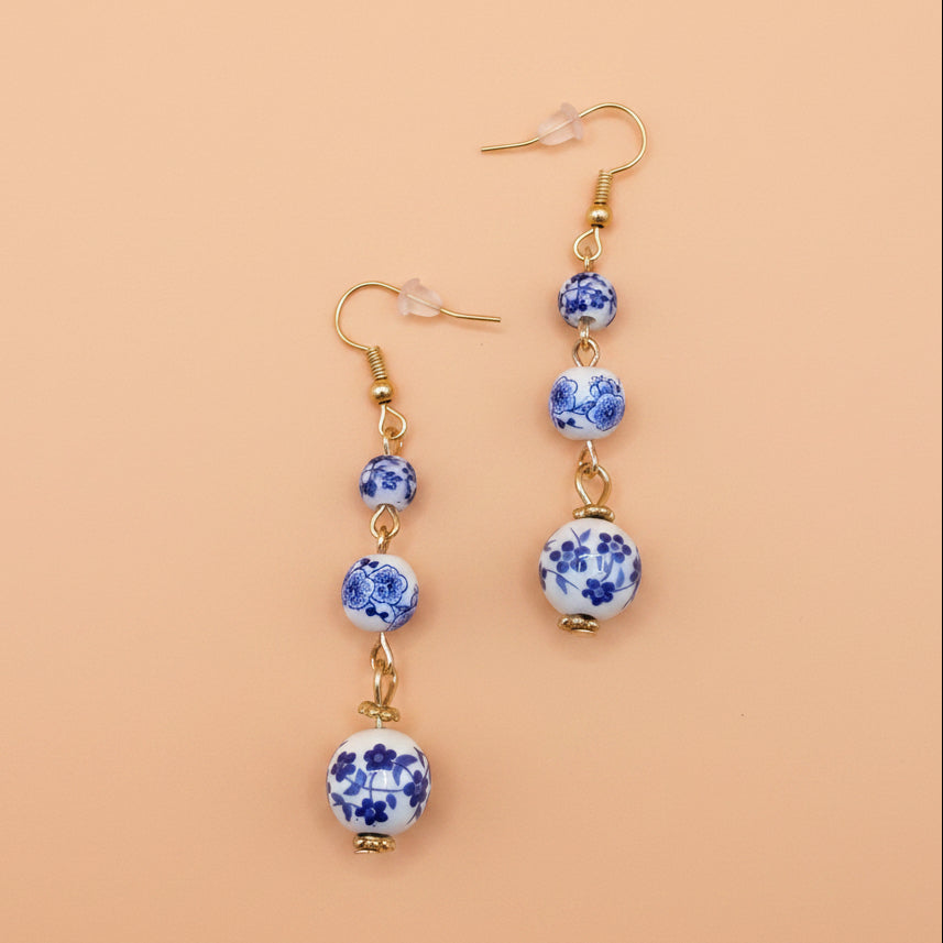 Blue and White Beaded Dangle