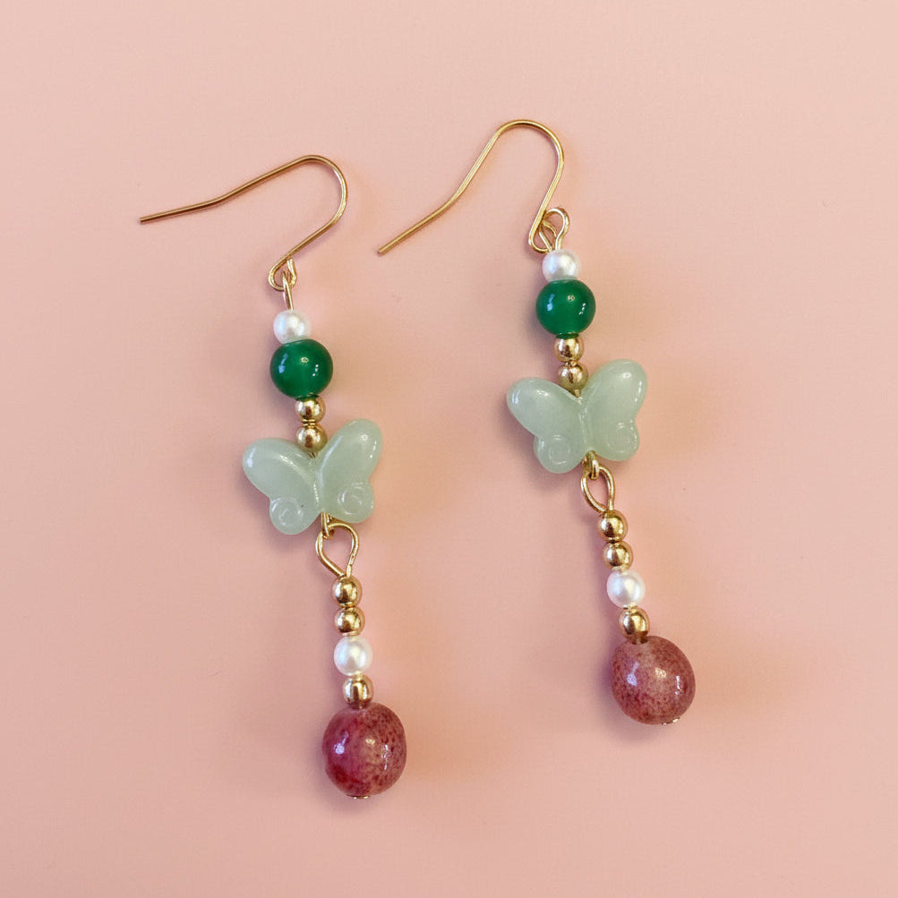Beaded Butterfly Dangle Earring