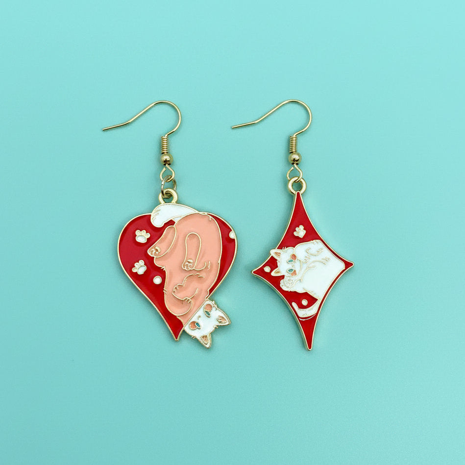 Kitty Hearts and Diamonds Earring