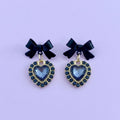 Black Bow Heart Earring
