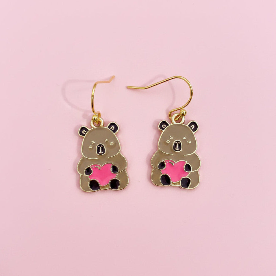Capy with Heart Earrings