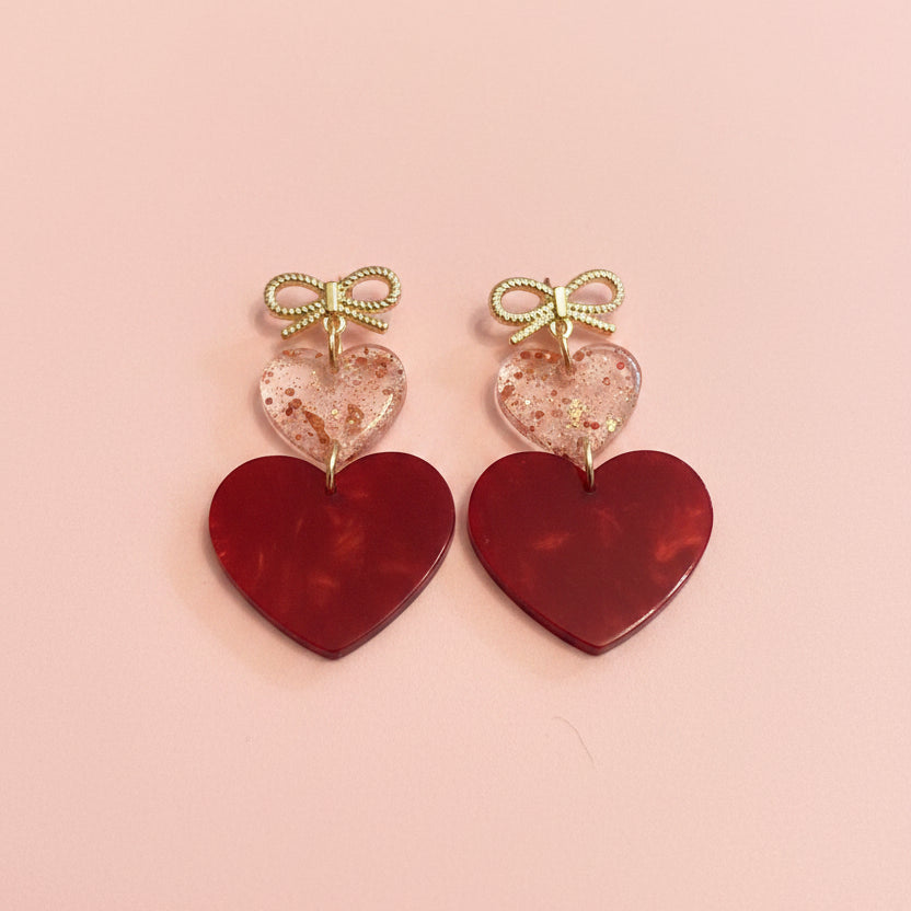 Bow and Hearts Dangle