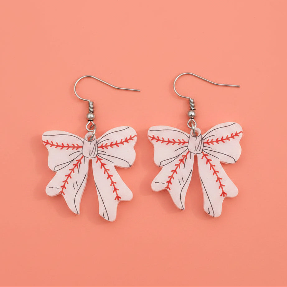 Baseball Bow Earring