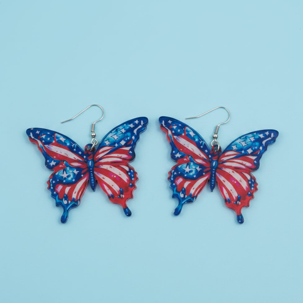 Red, White and Blue Butterfly Earring